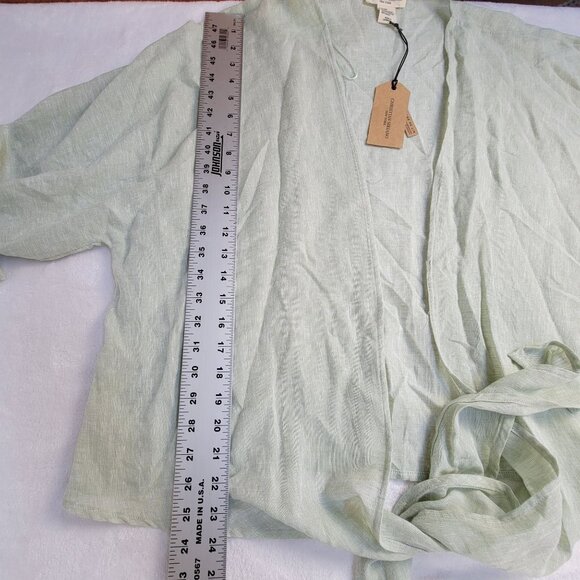 Christian Siriano Light Green Linen Blend Open Tie-Front Cardigan One Size New - Picture 7 of 7